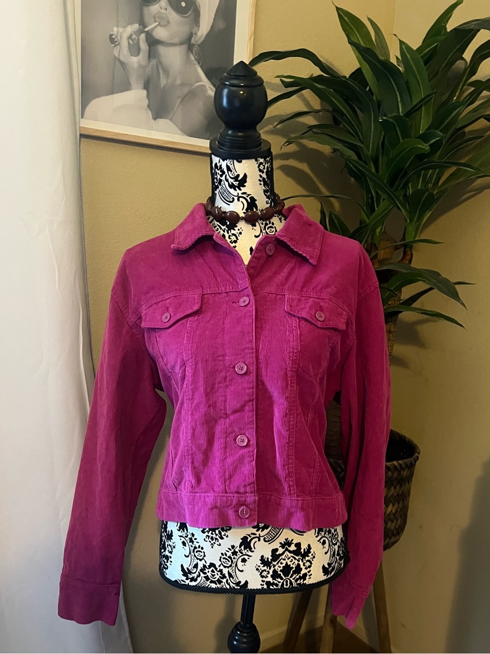 bill blass Magenta Corduroy Jean Jacket